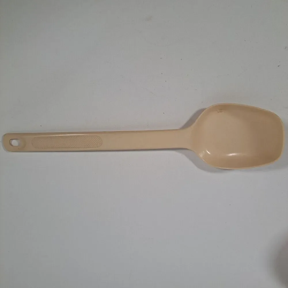 Vtg Beige A-Bee Syndicate Melamime Spoon Utensil Serving Made USA Plastic Almond